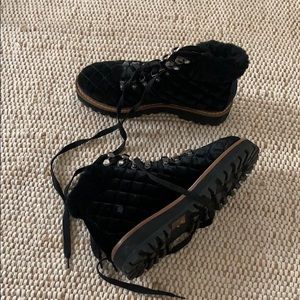 Lola Cruz black velvet hiking boot